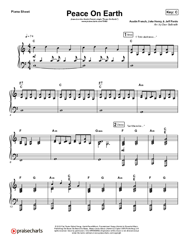Peace On Earth Piano Sheet (Austin French)