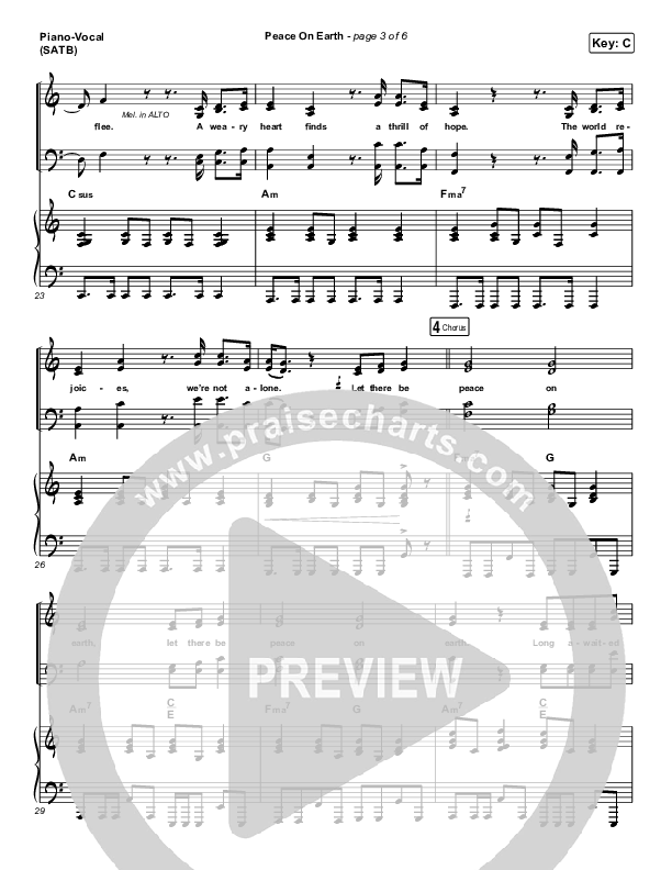 Peace On Earth Piano/Vocal (SATB) (Austin French)