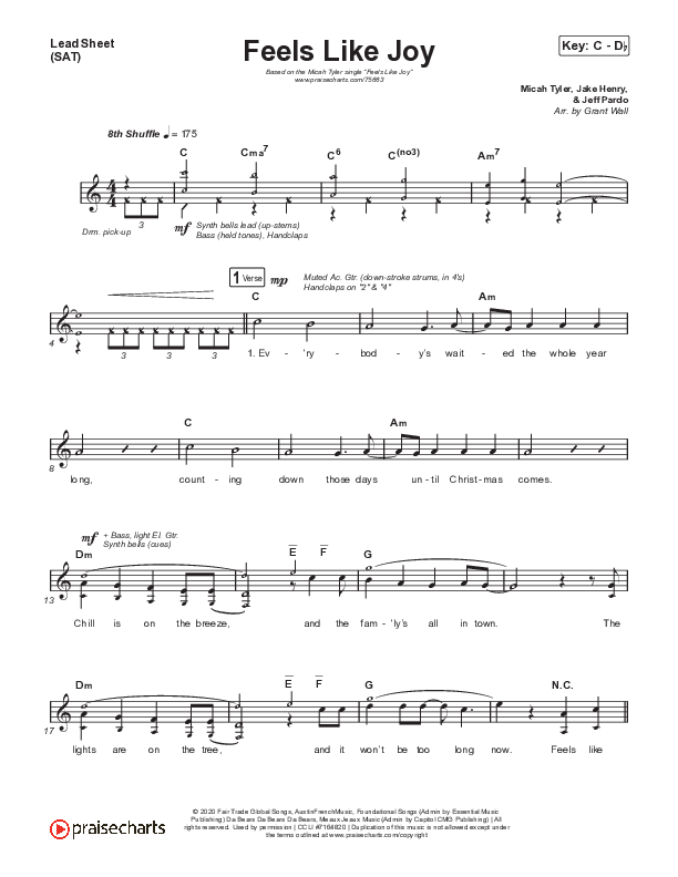 Feels Like Joy Lead Sheet (SAT) (Micah Tyler)