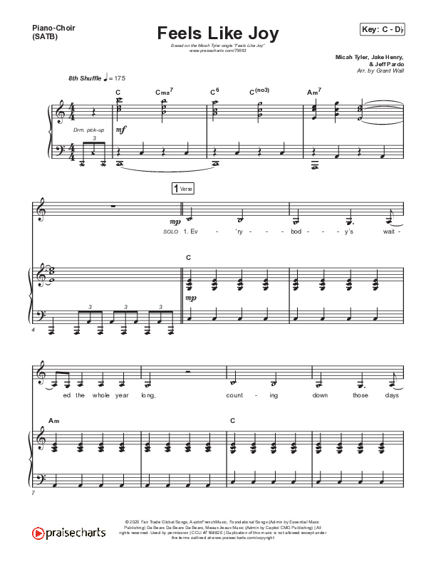 Feels Like Joy Piano/Vocal Pack (Micah Tyler)