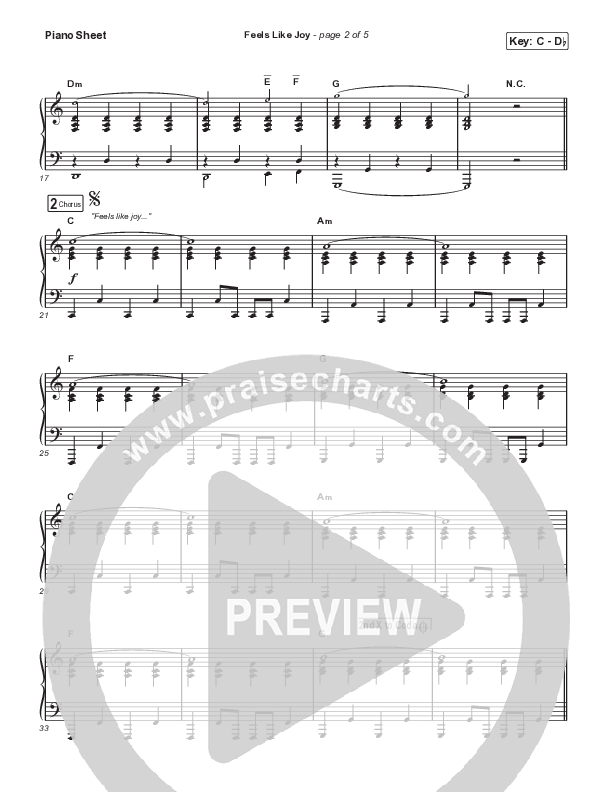 Feels Like Joy Piano Sheet (Micah Tyler)