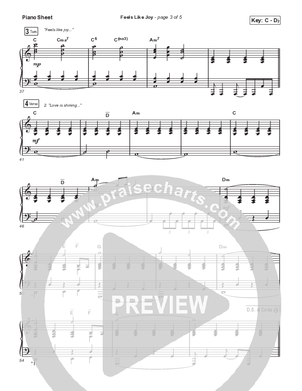 Feels Like Joy Piano Sheet (Micah Tyler)