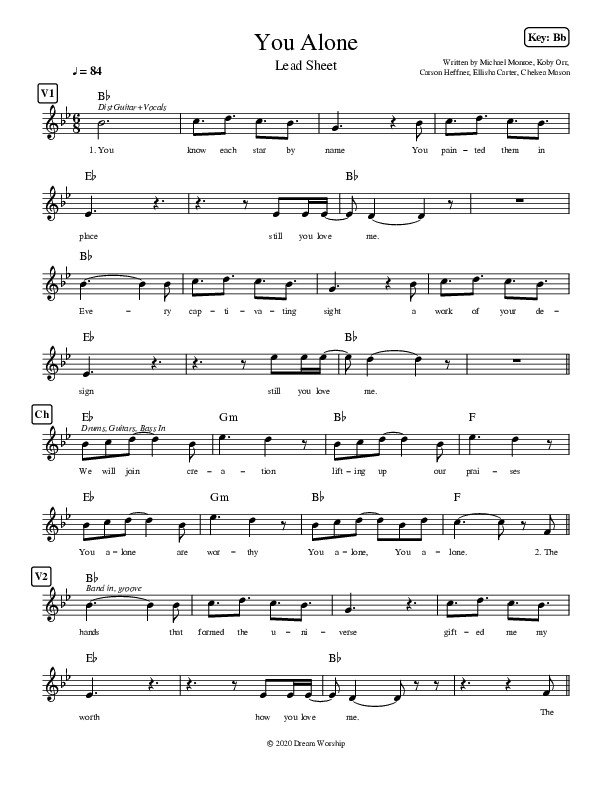 You Alone Lead Sheet (Canyon Hills Worship)