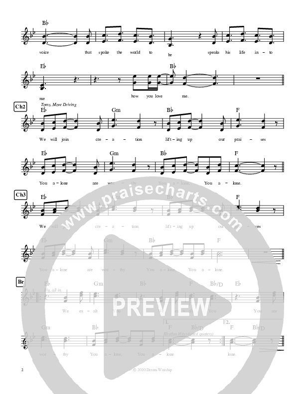 You Alone Lead Sheet (Canyon Hills Worship)