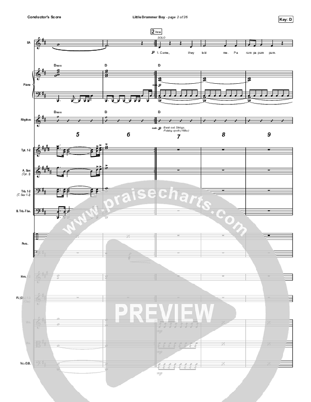 Little Drummer Boy Conductor's Score (for KING & COUNTRY)