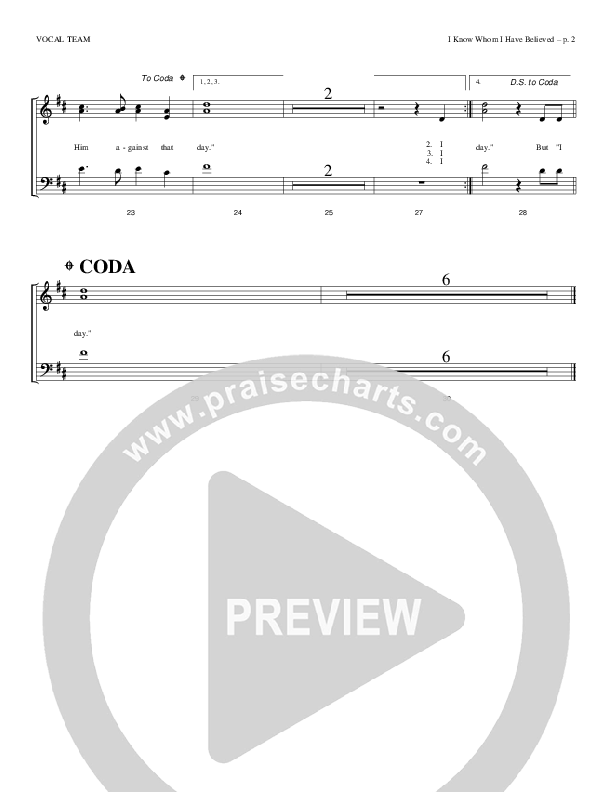 I Know Whom I Have Believed Choir Sheet (Todd Billingsley)