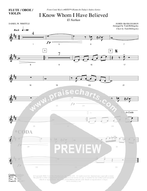 I Know Whom I Have Believed Flute/Oboe (Todd Billingsley)