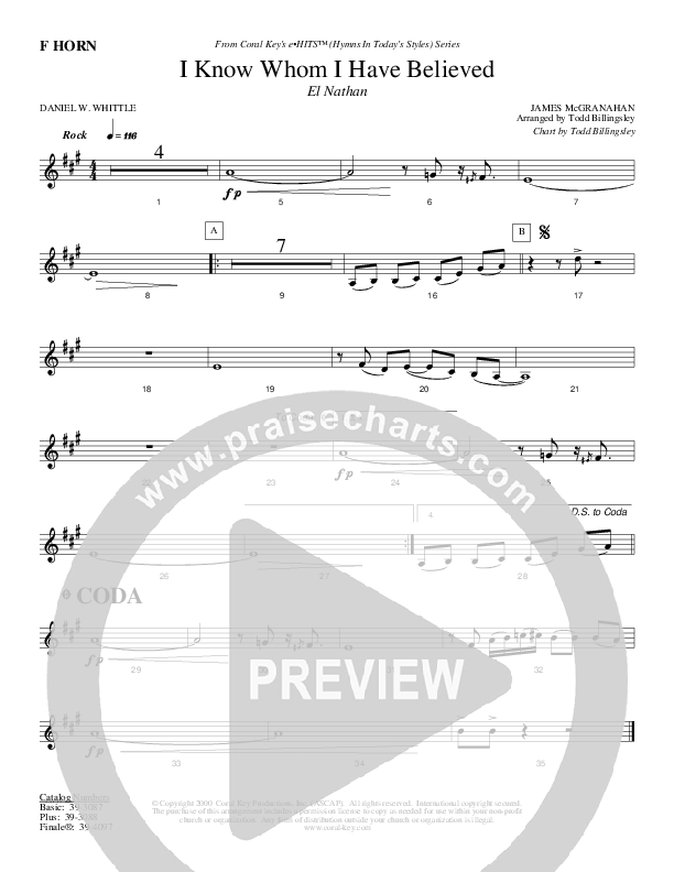 I Know Whom I Have Believed French Horn (Todd Billingsley)