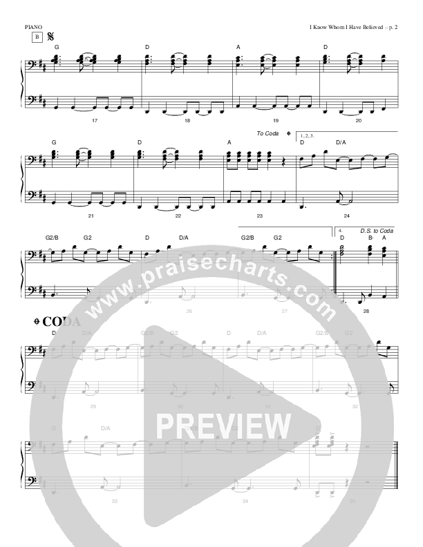 I Know Whom I Have Believed Piano Sheet (Todd Billingsley)