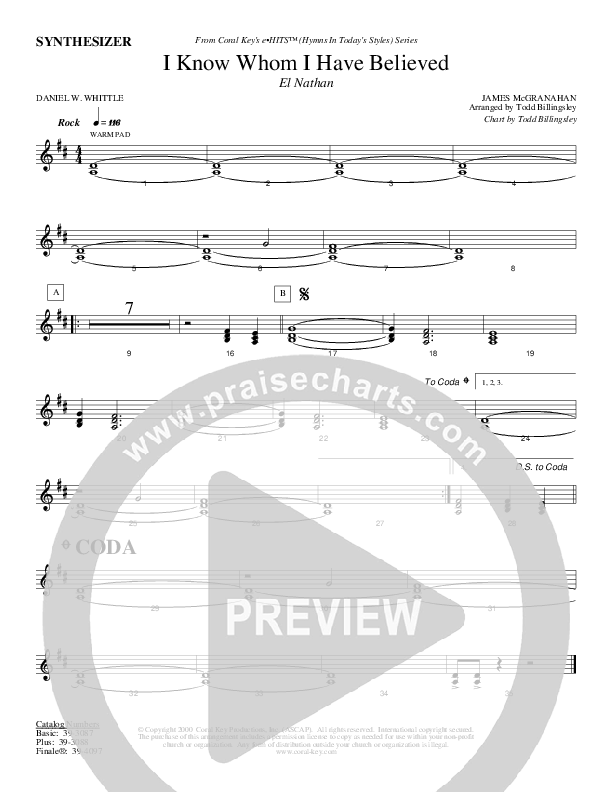 I Know Whom I Have Believed Synth (Todd Billingsley)