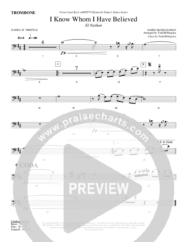 I Know Whom I Have Believed Trombone (Todd Billingsley)