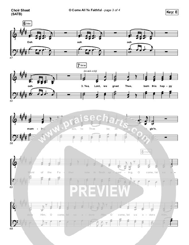 O Come All Ye Faithful Choir Sheet (SATB) (for KING & COUNTRY)
