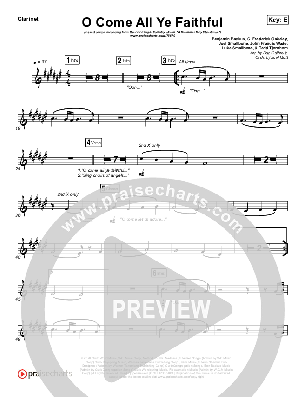 O Come All Ye Faithful Clarinet (for KING & COUNTRY)