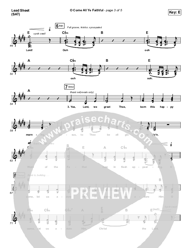 O Come All Ye Faithful Lead Sheet (SAT) (for KING & COUNTRY)