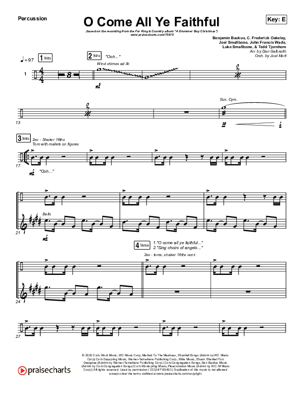 O Come All Ye Faithful Percussion (for KING & COUNTRY)
