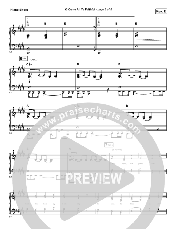 O Come All Ye Faithful Piano Sheet (for KING & COUNTRY)