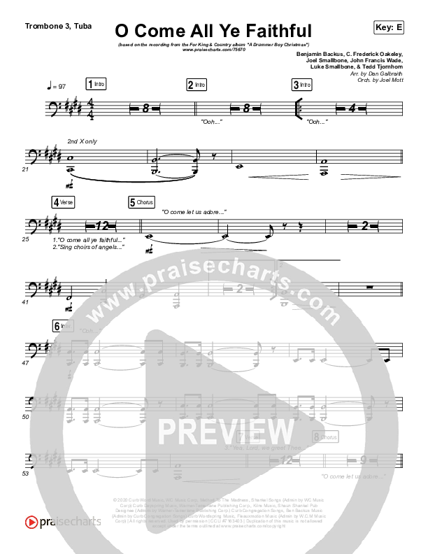 O Come All Ye Faithful Trombone 3/Tuba (for KING & COUNTRY)