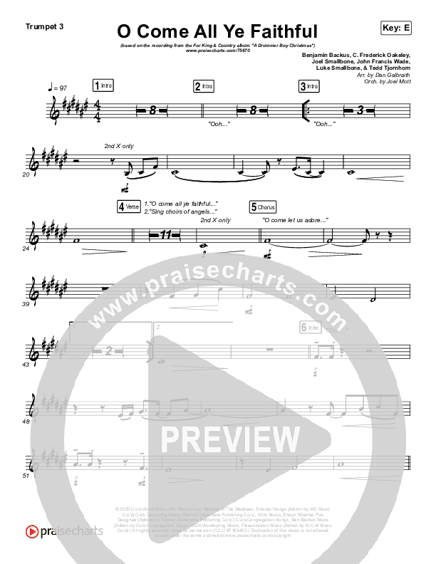 O Come All Ye Faithful Trumpet 3 (for KING & COUNTRY)