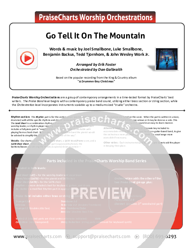 Go Tell It On The Mountain Cover Sheet (for KING & COUNTRY / Gabby Barrett)