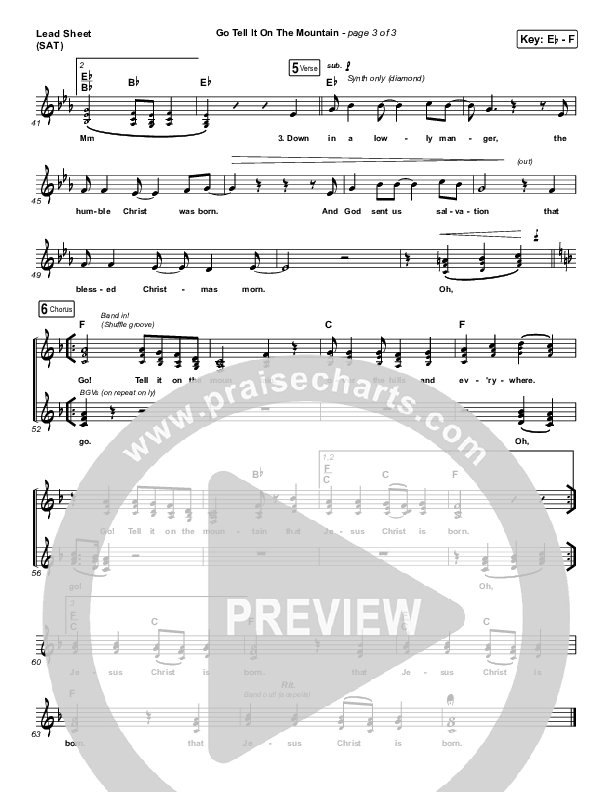 Go Tell It On The Mountain Lead Sheet (SAT) (for KING & COUNTRY / Gabby Barrett)