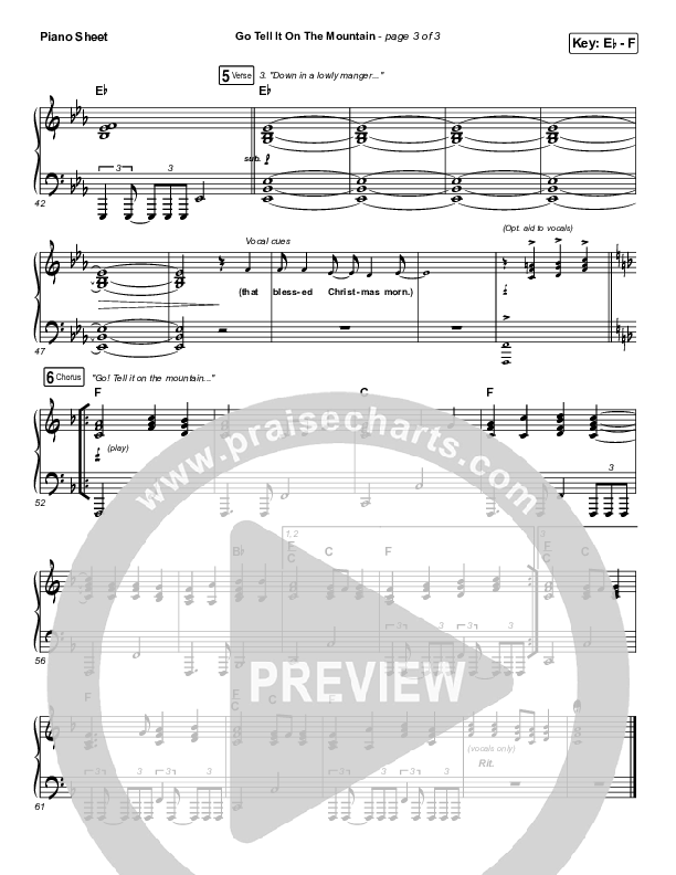 Go Tell It On The Mountain Piano Sheet (for KING & COUNTRY / Gabby Barrett)