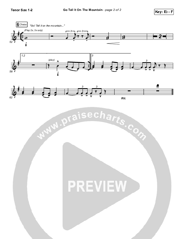 Go Tell It On The Mountain Tenor Sax 1/2 (for KING & COUNTRY / Gabby Barrett)