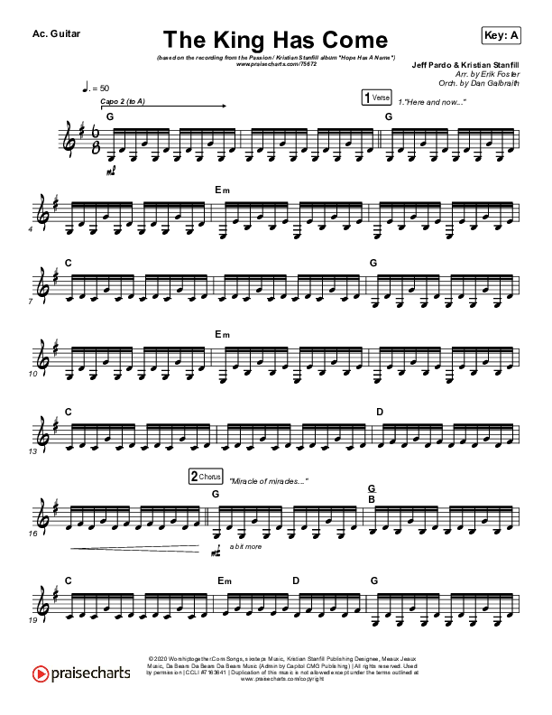 The King Has Come Rhythm Chart (Passion / Kristian Stanfill)