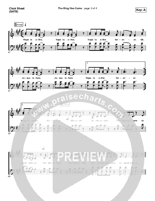 The King Has Come Choir Sheet (SATB) (Passion / Kristian Stanfill)