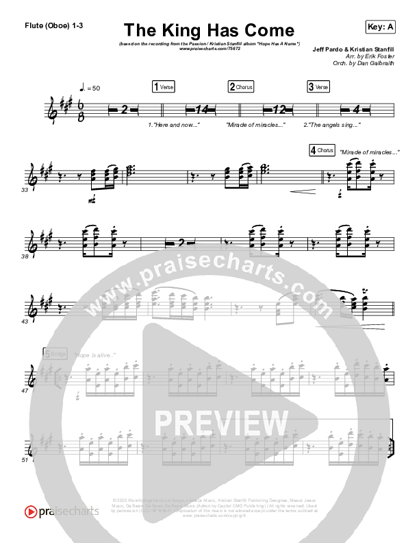 The King Has Come Flute/Oboe 1/2/3 (Passion / Kristian Stanfill)
