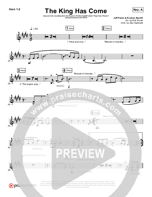 The King Has Come Brass Pack (Passion / Kristian Stanfill)