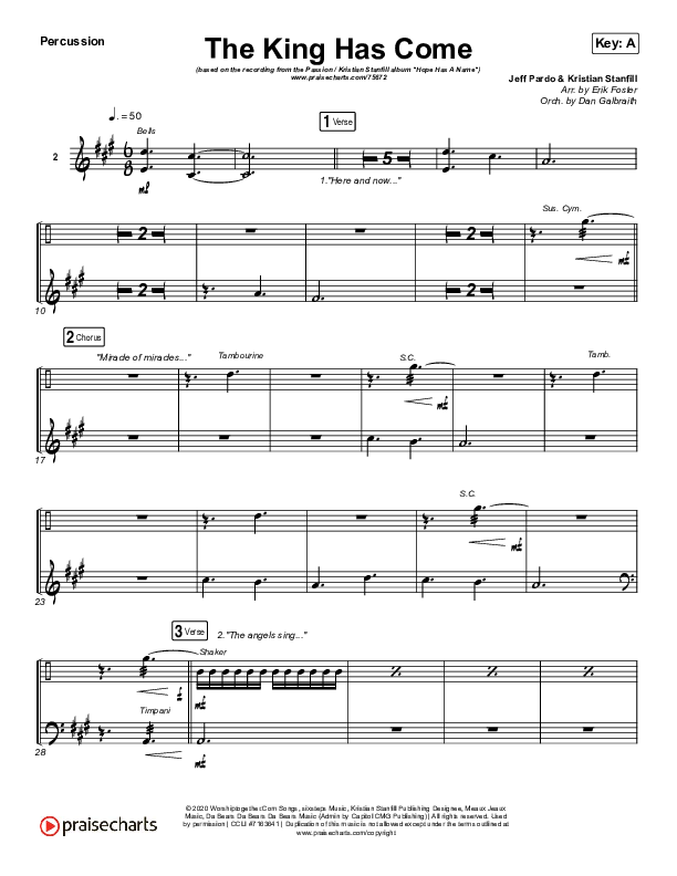 The King Has Come Percussion (Passion / Kristian Stanfill)