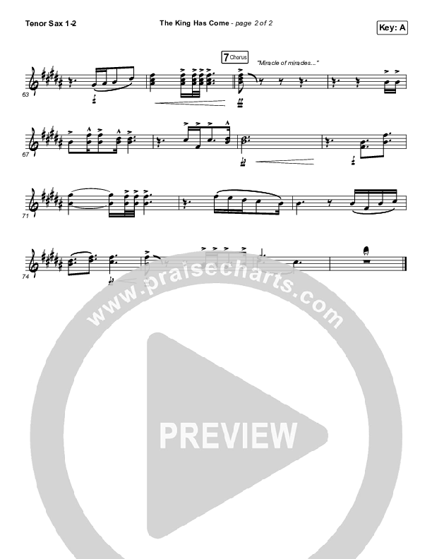 The King Has Come Tenor Sax 1/2 (Passion / Kristian Stanfill)