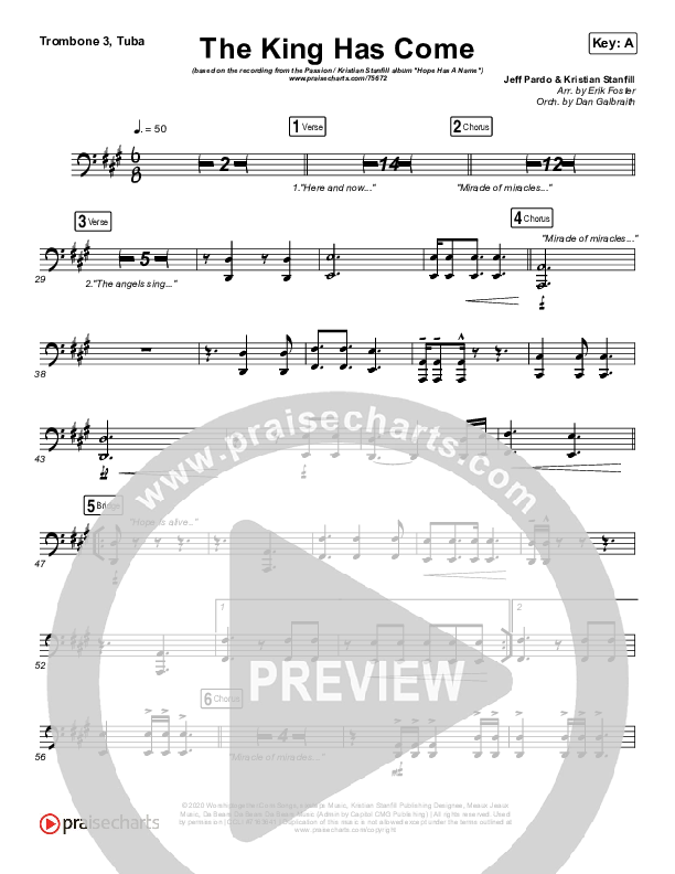 The King Has Come Trombone 3/Tuba (Passion / Kristian Stanfill)