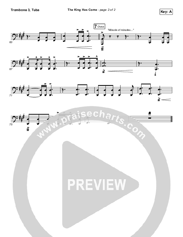 The King Has Come Trombone 3/Tuba (Passion / Kristian Stanfill)