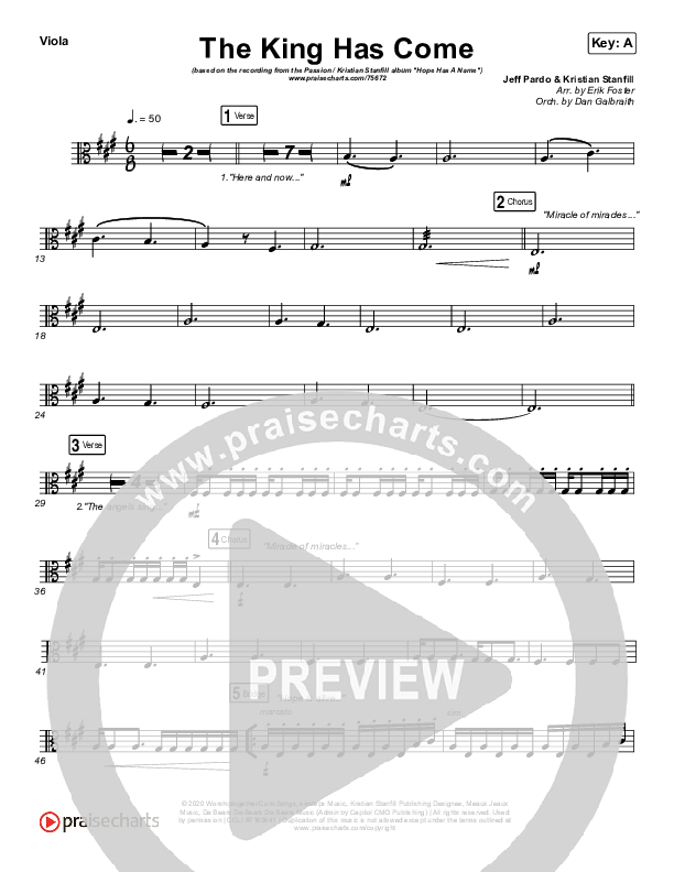 The King Has Come Viola (Passion / Kristian Stanfill)