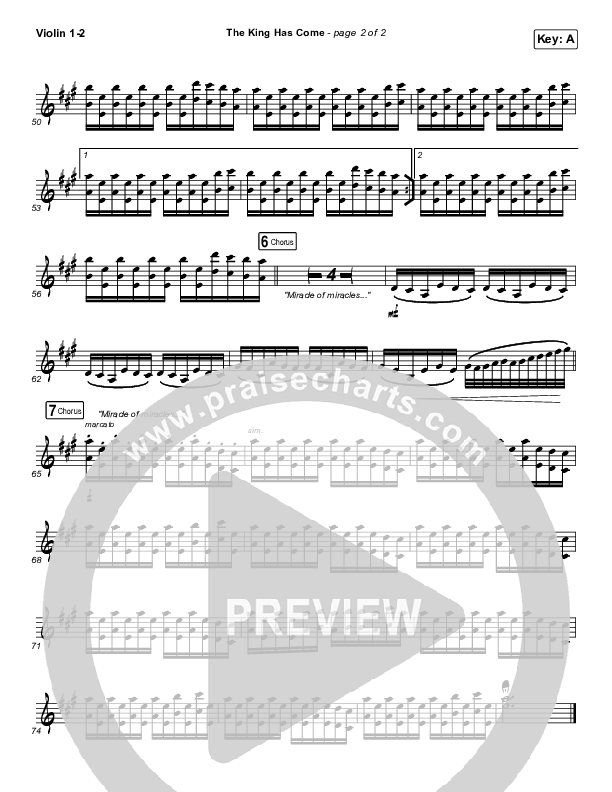 The King Has Come Violin 1/2 (Passion / Kristian Stanfill)