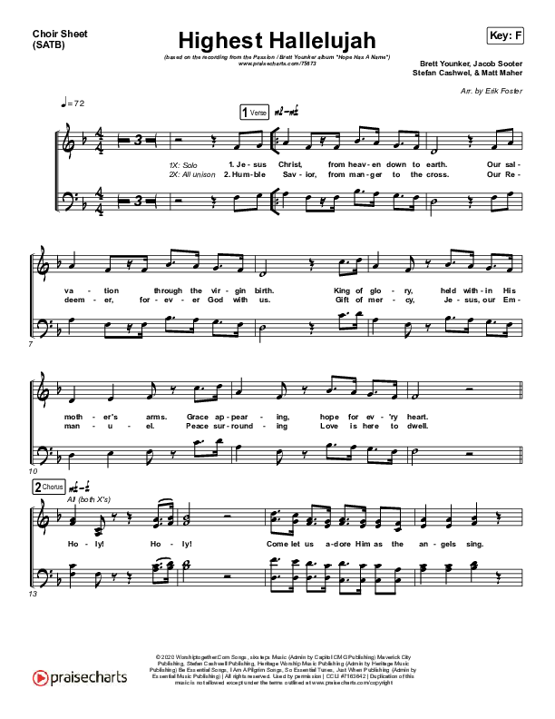 Highest Hallelujah Choir Vocals (SATB) (Passion / Brett Younker)