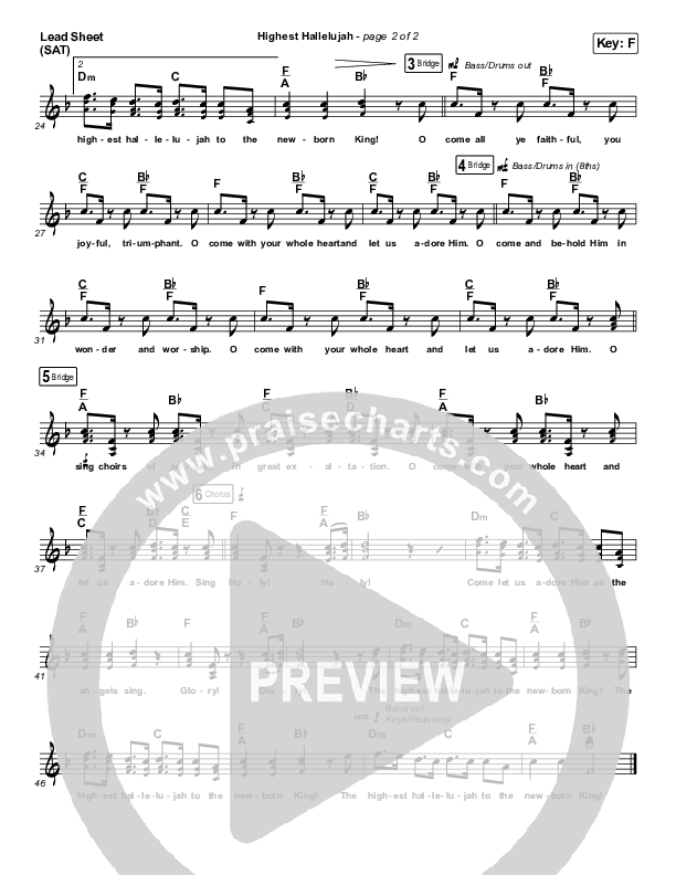 Highest Hallelujah Lead Sheet (SAT) (Passion / Brett Younker)