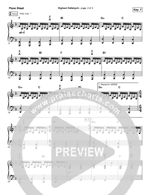 Highest Hallelujah Piano Sheet (Passion / Brett Younker)