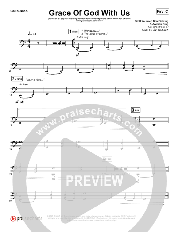Grace Of God With Us Cello/Bass (Passion / Chidima)