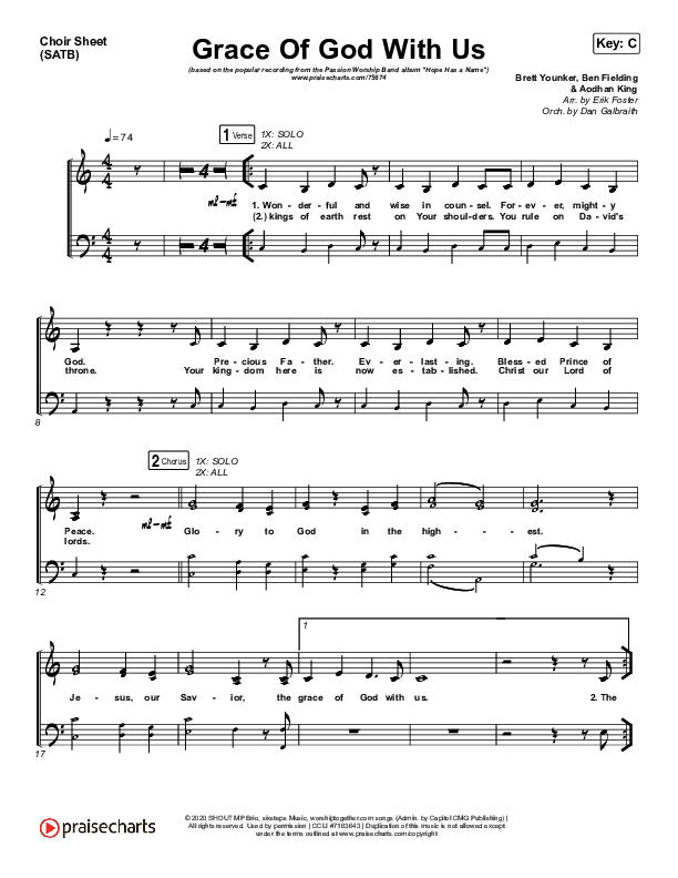 Grace Of God With Us Choir Sheet (SATB) (Passion / Chidima)