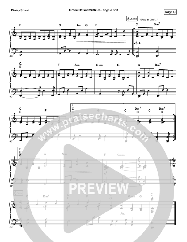 Grace Of God With Us Piano Sheet (Passion / Chidima)