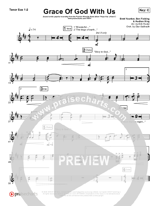 Grace Of God With Us Tenor Sax 1/2 (Passion / Chidima)