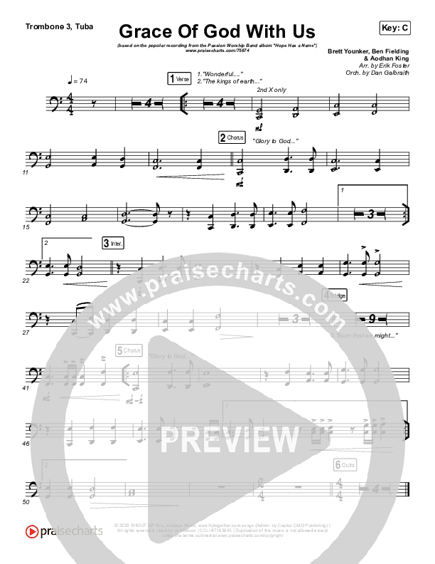 Grace Of God With Us Trombone 3/Tuba (Passion / Chidima)