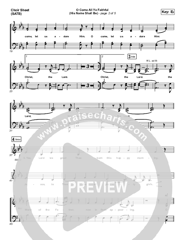 O Come All Ye Faithful (His Name Shall Be) Choir Vocals (SATB) (Passion / Melodie Malone)