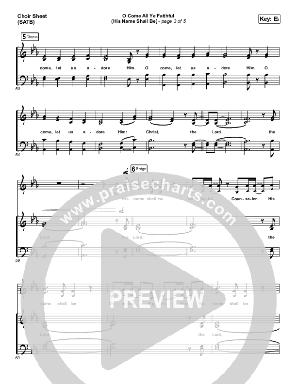 O Come All Ye Faithful (His Name Shall Be) Choir Sheet (SATB) (Passion / Melodie Malone)