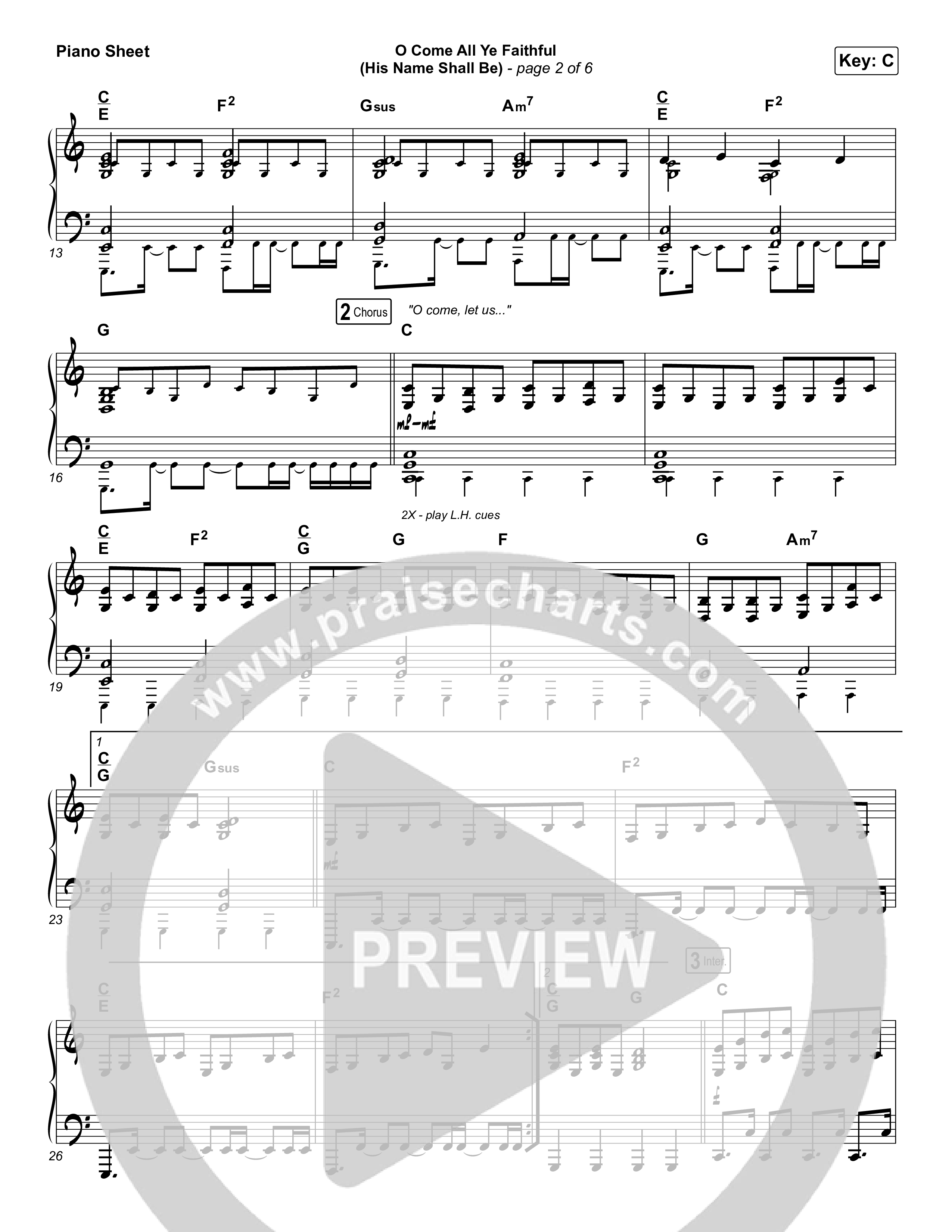 O Come All Ye Faithful (His Name Shall Be) Piano Sheet (Passion / Melodie Malone)