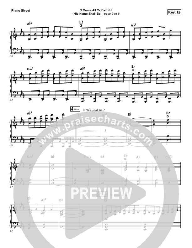 O Come All Ye Faithful (His Name Shall Be) Piano Sheet (Passion / Melodie Malone)