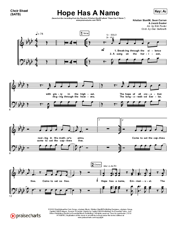 Hope Has A Name Choir Vocals (SATB) (Passion / Kristian Stanfill)