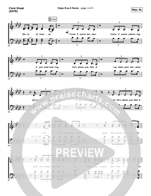 Hope Has A Name Choir Sheet (SATB) (Passion / Kristian Stanfill)